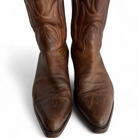 Boulet Brown Leather Western Cowboy Biker Boots Men's 9.5 - Picture 6 of 14